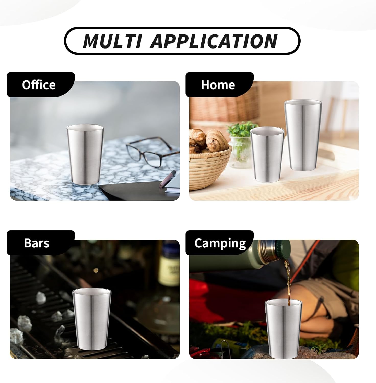 12 Pack 12 oz Stainless Steel Insulated Cup, Double Wall Vacuum Small Metal Cup, Reusable Camping Cups Unbreakable Indoor Outdoor for Party, Home, Office, BBQ, Silver - Image 5