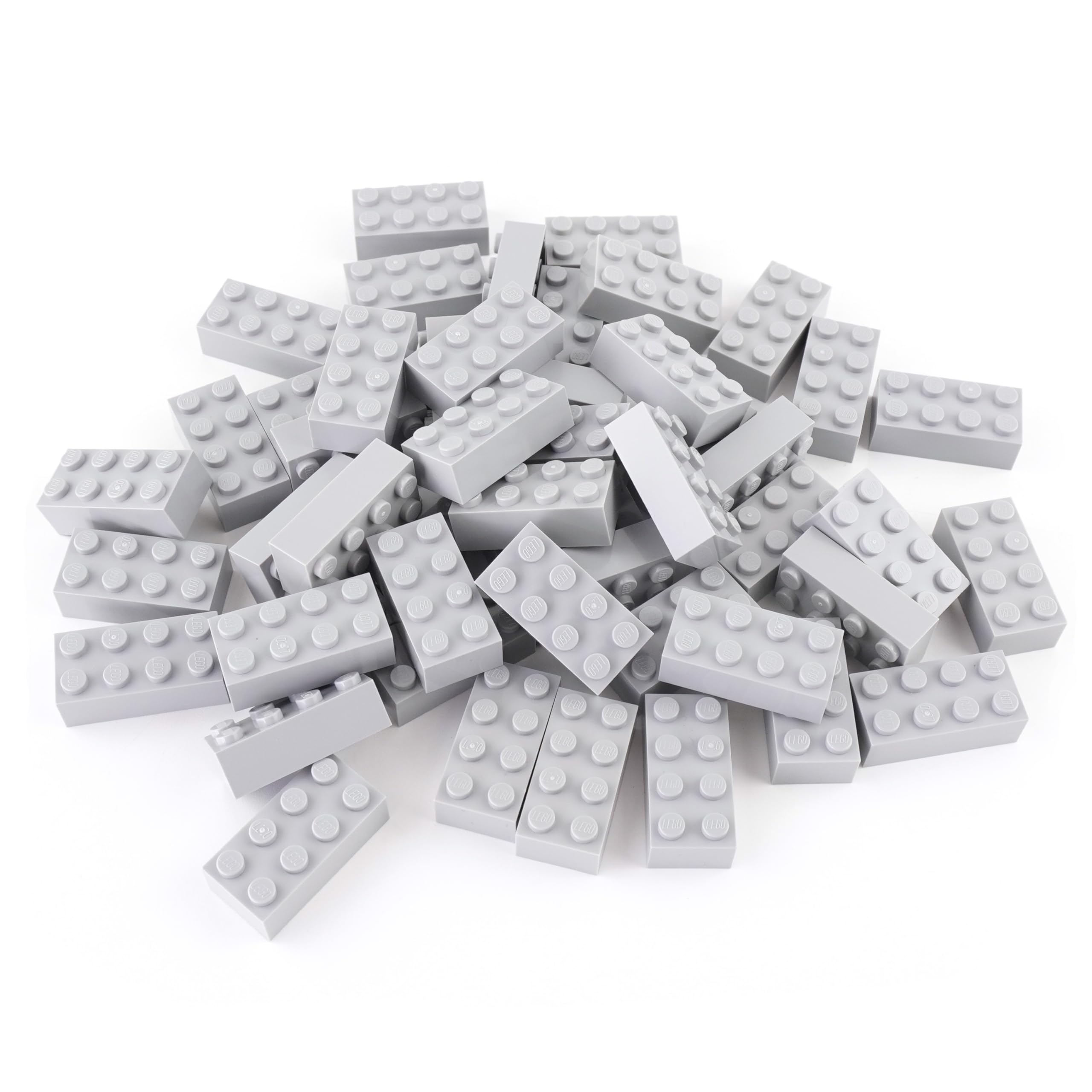LEGOCity – 50 Stones in Rare New Light Grey with 2 x 4 Nubs + 1 Golden Helmet – Basic Stones