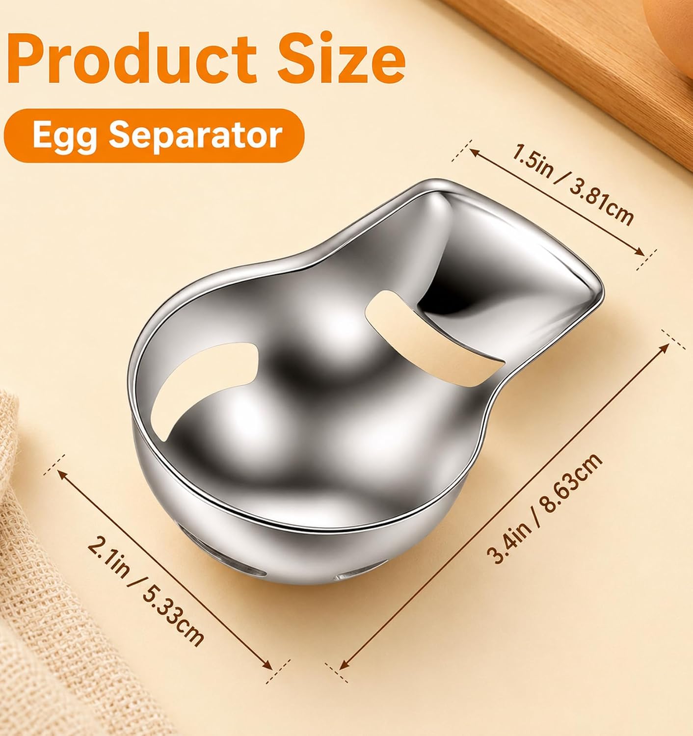 Egg Yolk Separator, Stainless Steel Egg Separator for Raw Eggs Tool