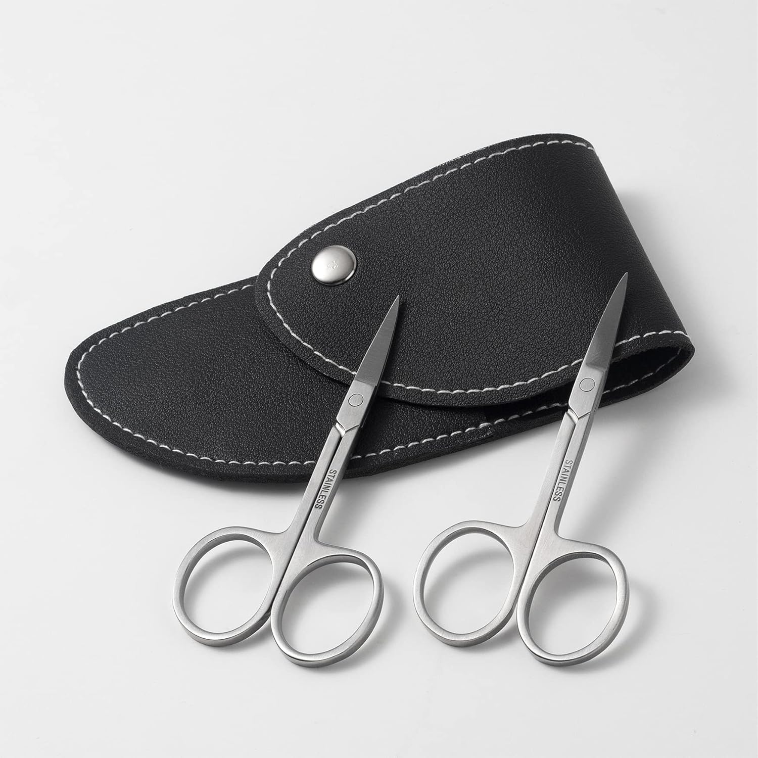 BEZOX Premium Nail Scissors 2PCS, Professional Curved and Stright Manicure Scissors - Multi-purpose Stainless Steel Beauty Grooming Scissor for Nail, Facial Hair, Eyebrow, Eyelash, Dry Skin