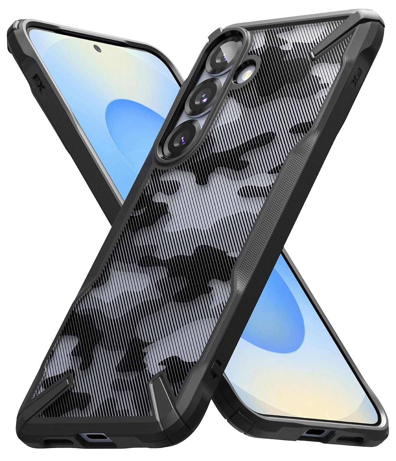 Ringke Fusion-X Compatible with Samsung Galaxy S25 Case Cover Military Camo Hard Back Soft Flexible TPU Bumper Scratch Resistant Shockproof Protection S25 Back Cover - Camo Black-image-9