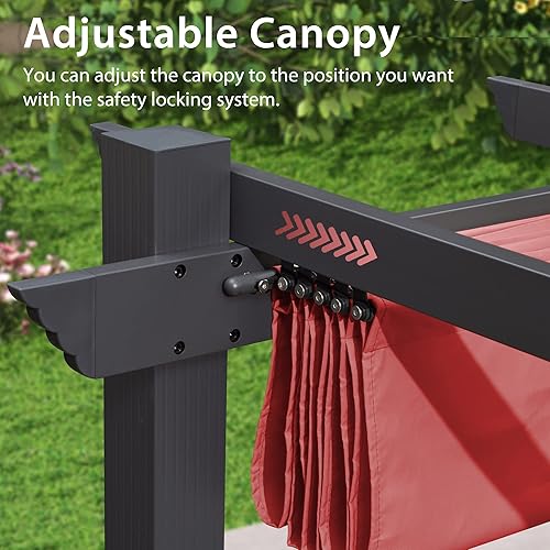 Miniatura 87 de PURPLE LEAF - Pérgola/kiosco retráctil de metal de 10 x 12 pies con toldo para exteriores, patio, jardín, porche, playa, pabellón estilo enrejado