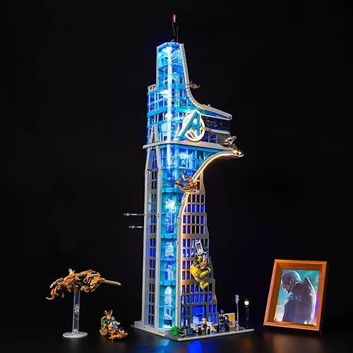 Miniatura 2 de Hilighting Kit de luz LED mejorado para Lego Avengers Tower Toy Set, versión remota compatible con Lego 76269 (modelo no incluido)