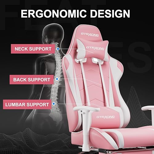 Miniatura 5 de GTRACING Silla de juegos con reposapiés, silla de computadora de respaldo alto, silla ergonómica de escritorio para juegos, mecedora giratoria