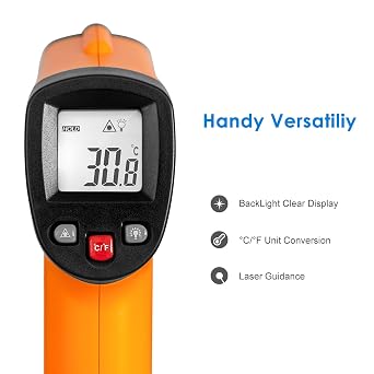 Infrared Thermometer, Helect Digital Laser Infrared Thermometer Pyrometer (-50 °C to 550 °C) with LCD Lighting