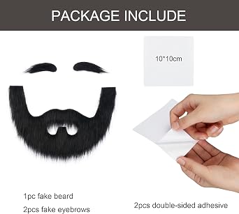 Fake Beard and Self Adhesive Eyebrows Fake Mustache Novelty Costume Facial Hair for Cosplay Halloween Party