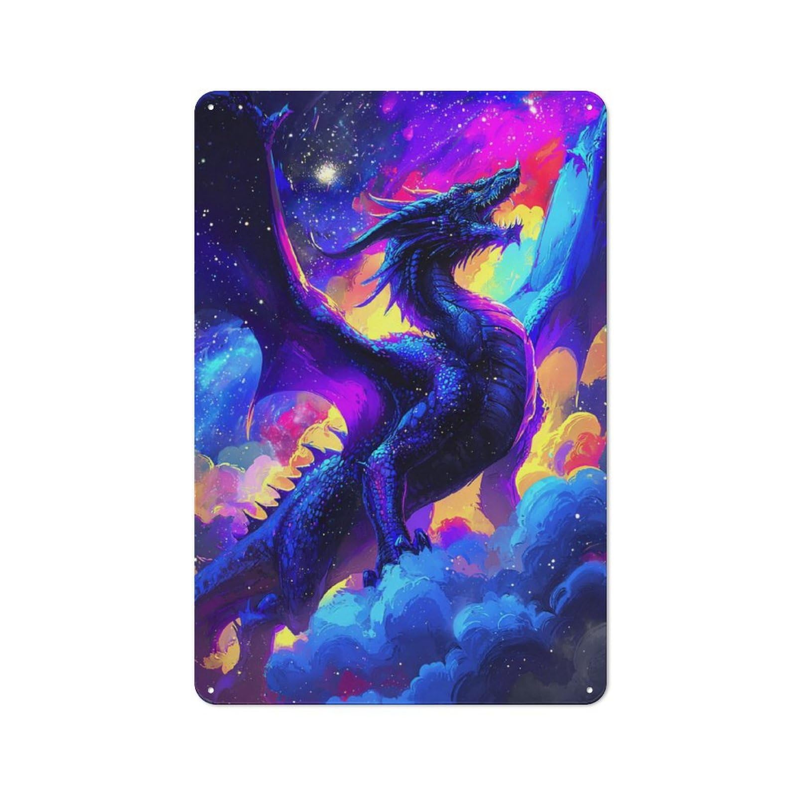 Junmoney Galactic Dragon Majesty -1 Tin Wall Plaque 30X20cm With For Home Office Or Studio, A New Home Present For Creative Workspace Decorators