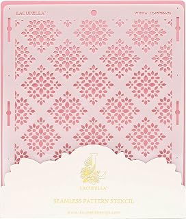 Lacupella Cake Baking Stencil - Seamless Delicate Pattern for Decorating Tall Double Barrel Cake to Use with Buttercream, Royal Icing, Ganache, Paint, Airbrush (VORRA)