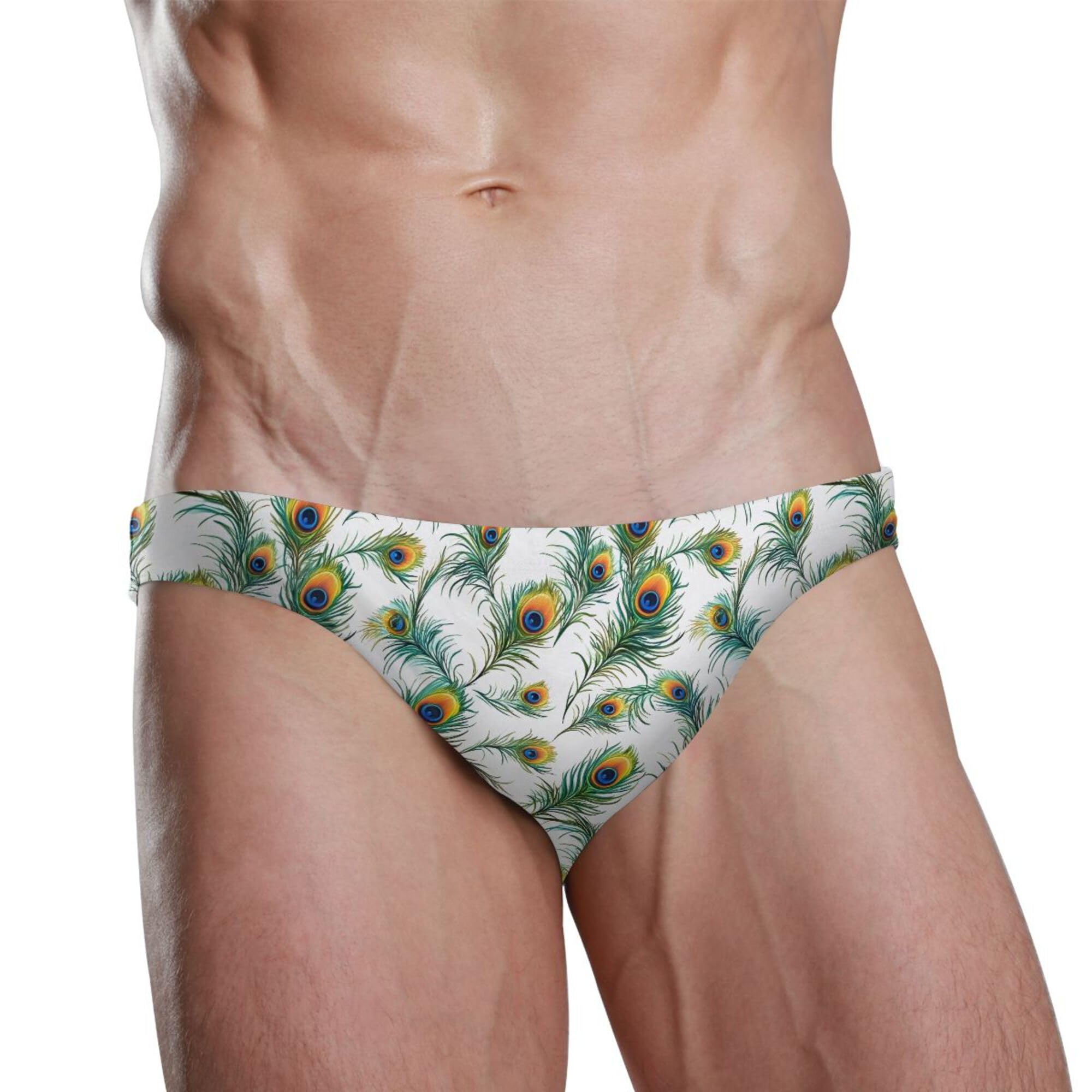 Men's Swim Briefs Peacock Feather Swimsuit Beach Swimwear Bikini M B0403437