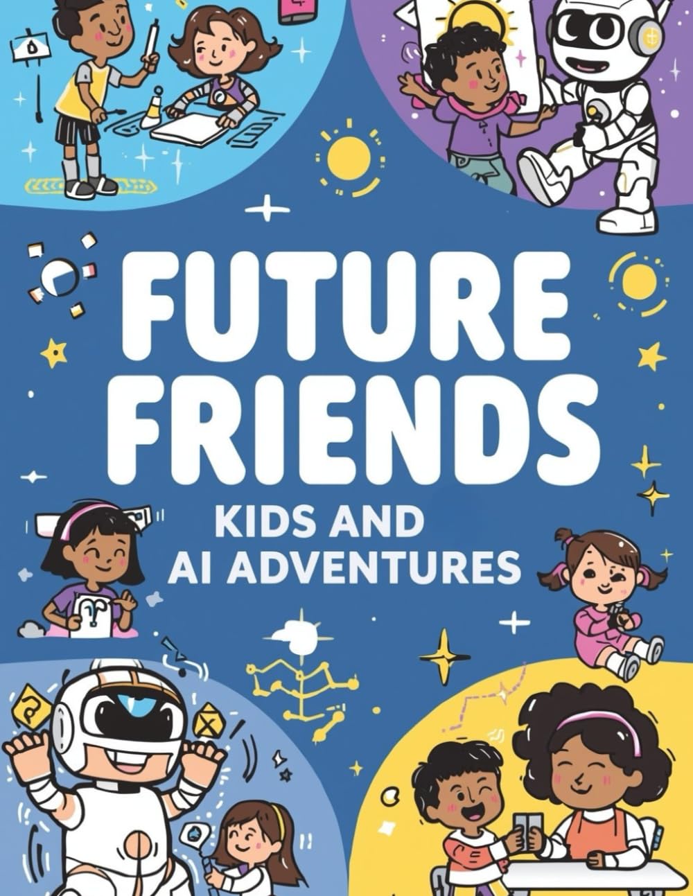 Future Friends: Kids and AI Adventures: “48 Fun Coloring Pages of Kids Learning and Exploring with Friendly AI Robots”