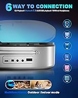 Vista 7 de Portable CD Player with Dual Stereo Speakers, 4000mAh Rechargeable Desktop Bluetooth 5.3 Boombox for Home & Car, FM Radio, LCD Screen