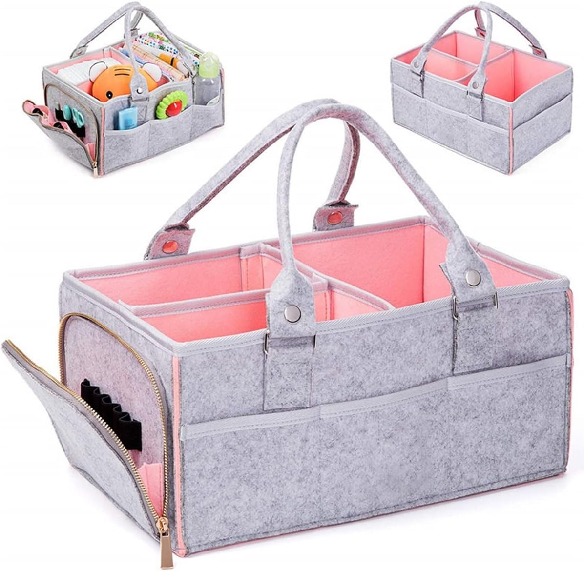 Large Capacity Diaper Caddy Organizer Nappy Storage Basket Wipes Bag Foldable Diaper Holder for Outdoor Car Travel Picnic (Color : A Size : 38 * 26 * 18cm) (A 38 * 26 * 18cm)
