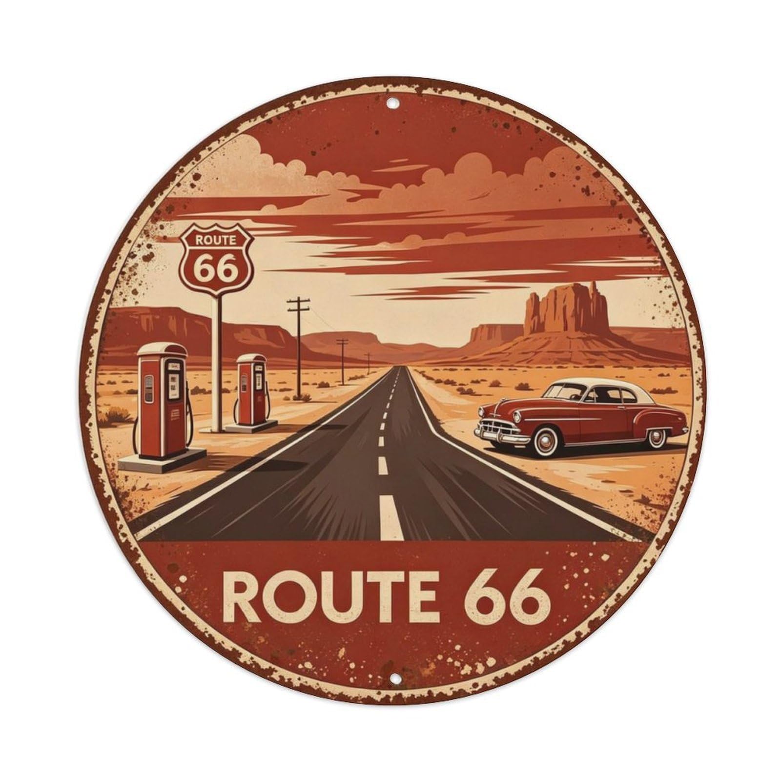 Route 66 Metal Tin Sign Plaque