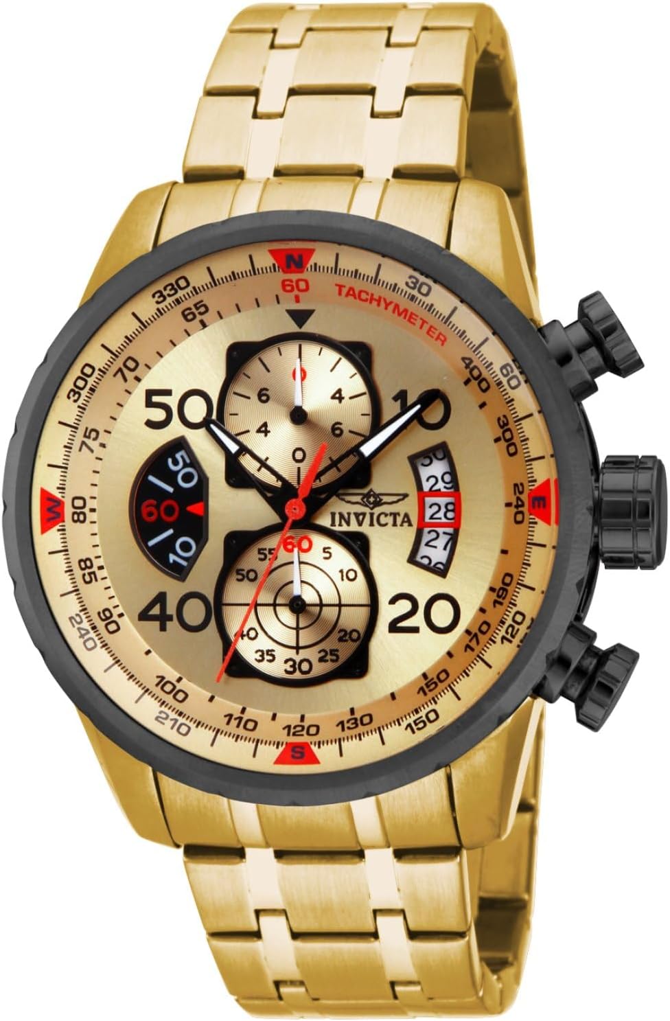 Aviator Chronograph Gold Dial Watch for Men's - 17205