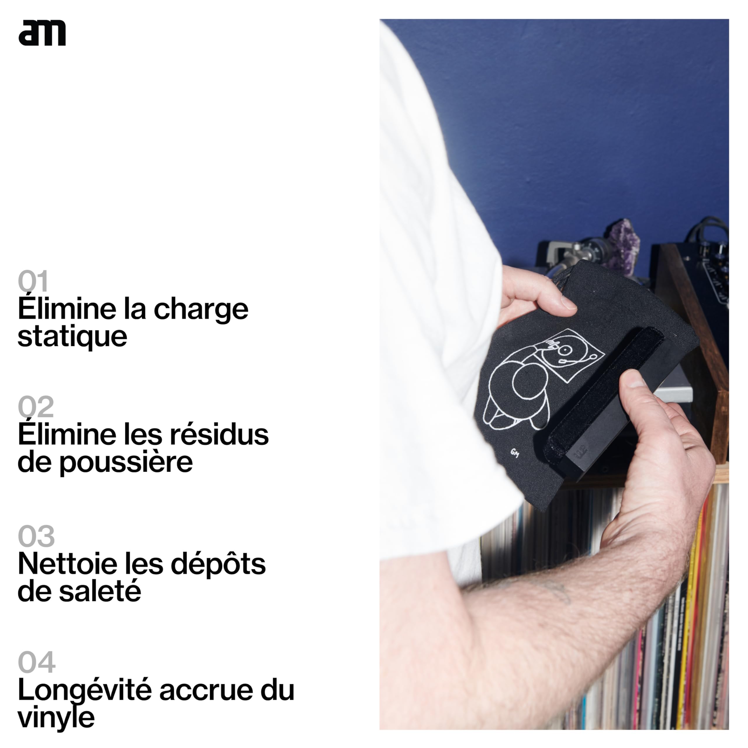 am Kit Nettoyage Vinyle Premium avec Spray, Brosse Velours, Brosse Poils de Chèvre et Nettoyant Stylus