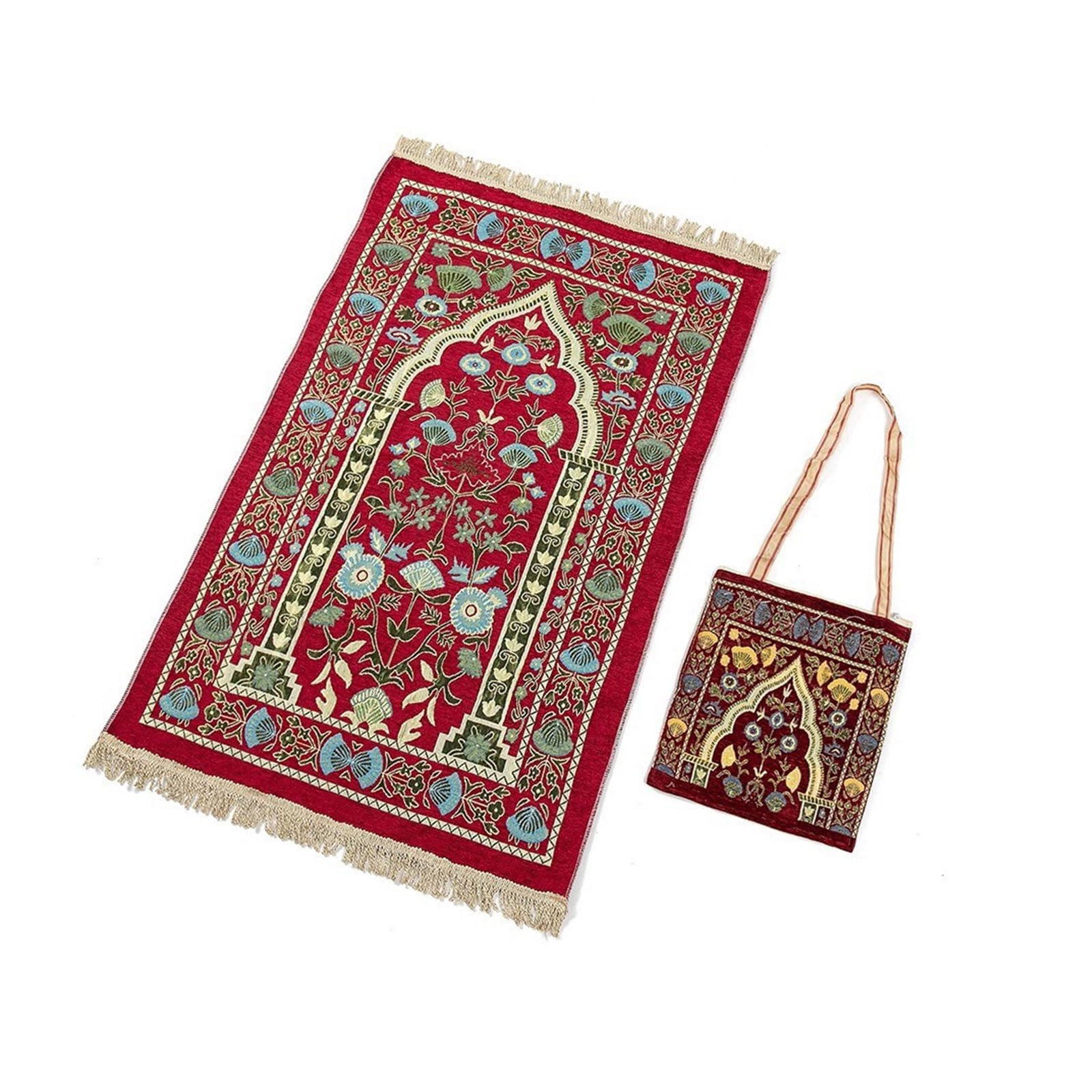 Tsophreniq Prayer Mat Muslims Prayings Rugs for Women Soft Carpet with Tassels and Bag for Muslims Prayings Blanket Travel Prayer Mat