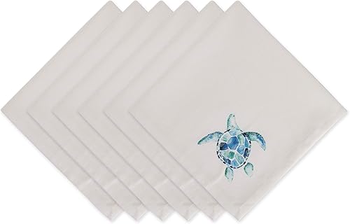 DII Seashore Collection - Juego de servilletas, 20 x 20 pulgadas, tortuga turquesa, 6 piezas