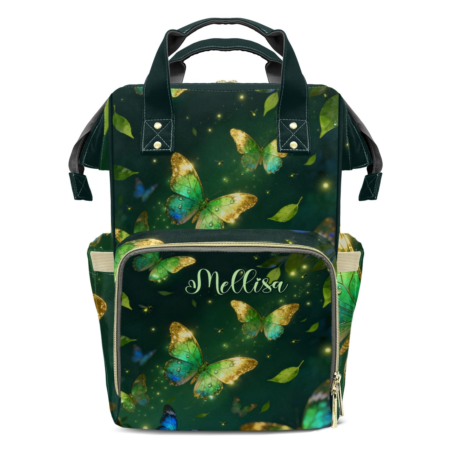 Personalized Diaper Bag Backpack Name Watercolor Butterfly Convenient and Durable: Waterproof Multi-Compartment Nappy Bag