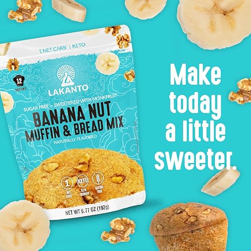 Miniatura 8 de Lakanto Sugar Free Banana Nut Muffin and Bread Mix - Sweetened with Monk Fruit Sweetener, 2g Net Carbs, Gluten Free, Naturally Flavored, Keto Diet