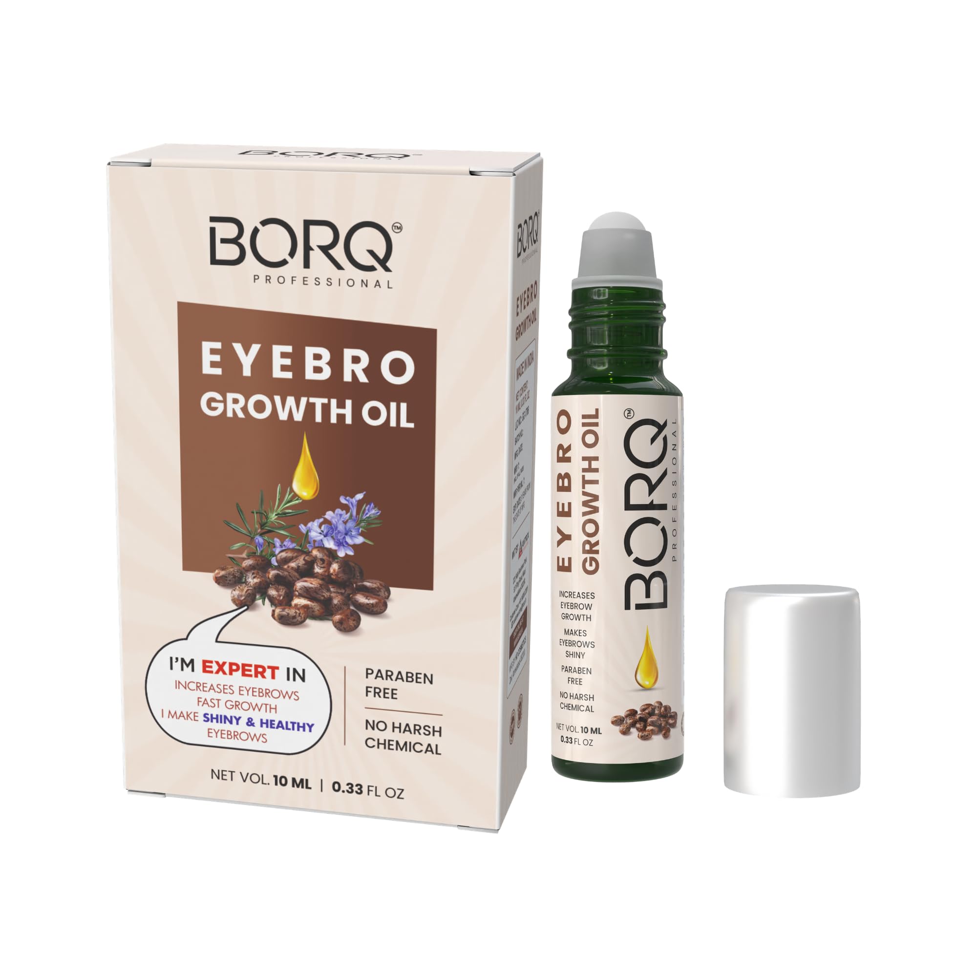 BORQ Eyebrow Growth Oil 10ml | Natural Eyebrow Thickening & Nourishing Serum | Promotes Fast Eyebrow Hair Growth | With 100% Pure Virgin Castor & Essential Oils | For Fuller & Healthy Brows Pack of 1-image-44