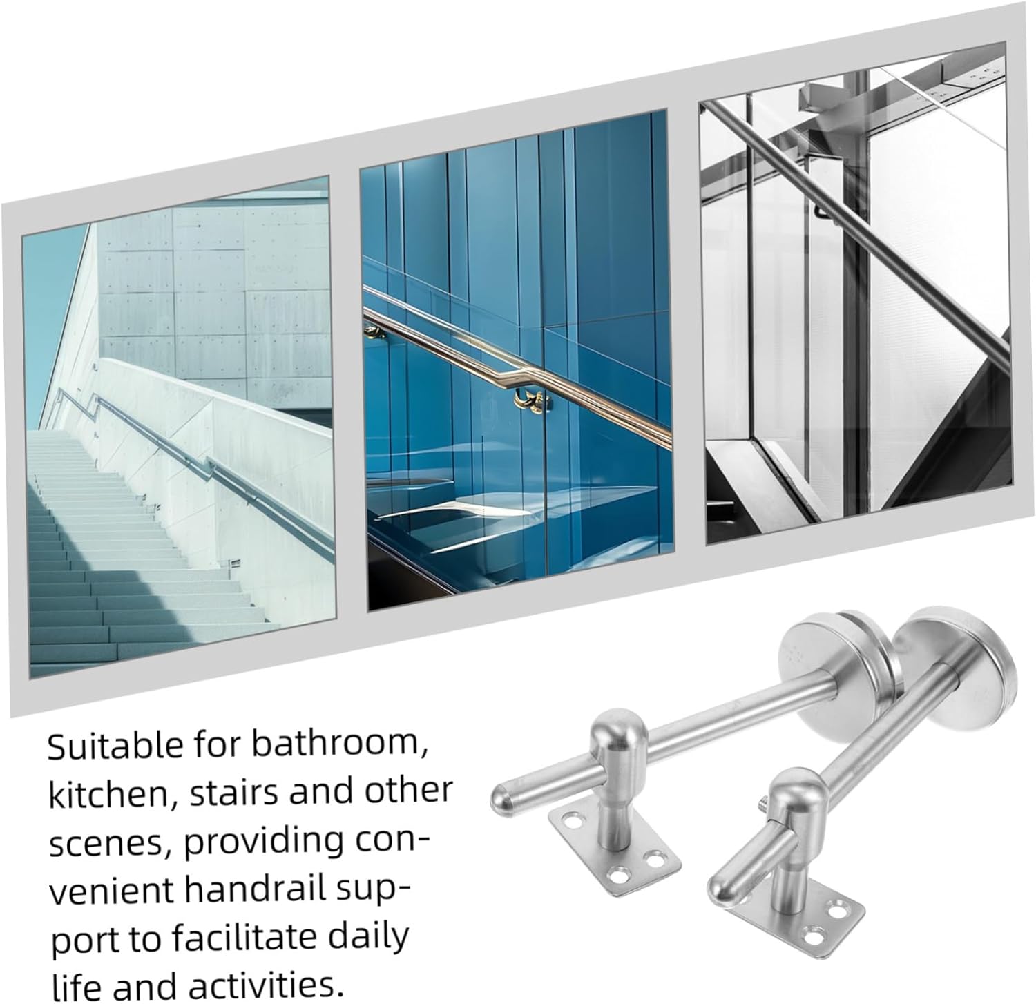 Handrail Support Bracket Wall-Mounted for Steps Heavy Duty Stair Rail Brackets DIY Length