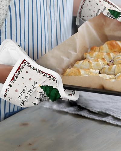 Miniatura 6 de Juego de 2 soportes para ollas de árbol de Navidad para cocina, antideslizantes y aislantes de calor, juego de agarraderas de tela de toalla con