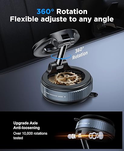 Miniatura 5 de Beeasy Soporte para teléfono MagSafe con succión al vacío, soporte de teléfono plegable ajustable de 360 para iPhone 16e 16 15 14 13 12 Pro Max,