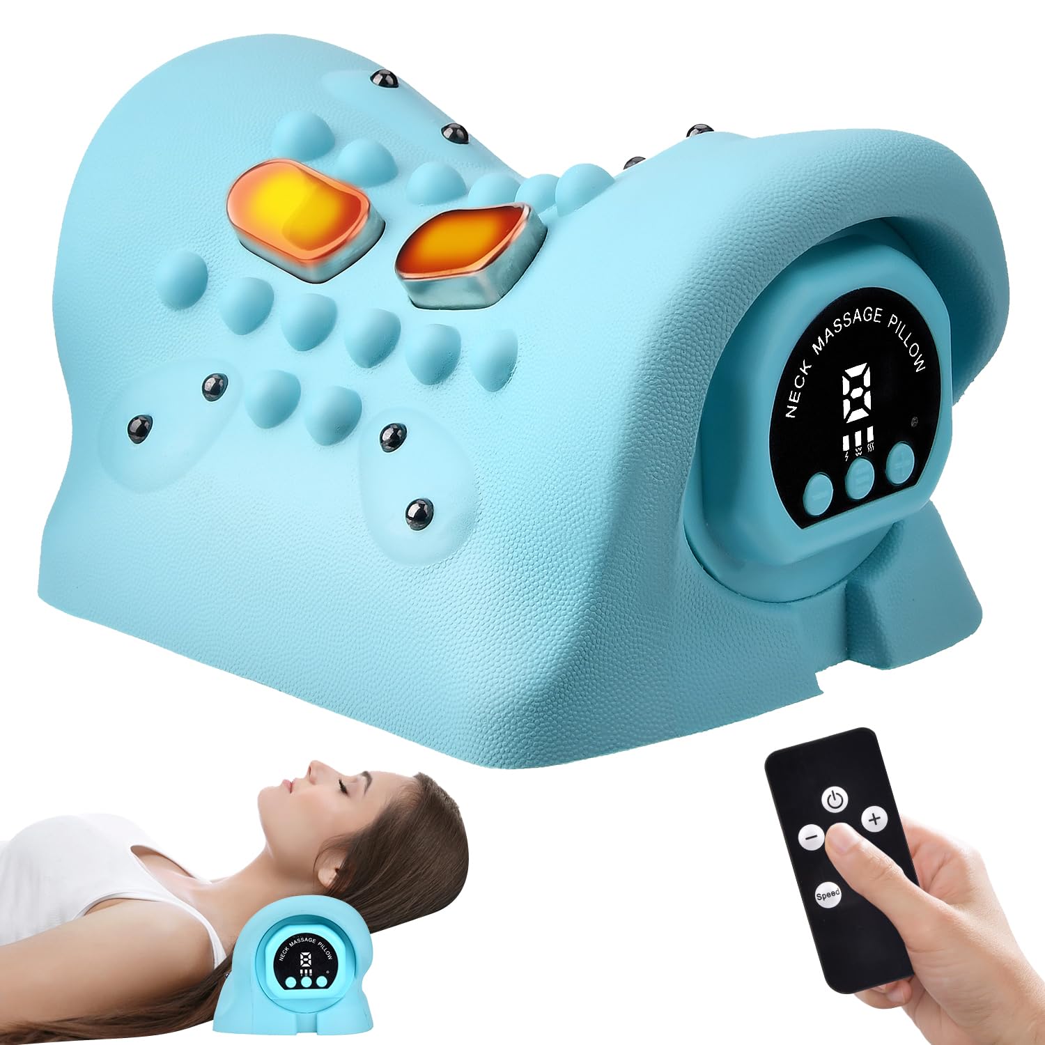 Masajeador Cervical Eléctrico con Calor, 2025 Nuevo Masajeador Inalámbrico, Masajeador de Cuello y Cervicales y Espalda con 3 Modos, 6 Frecuencias