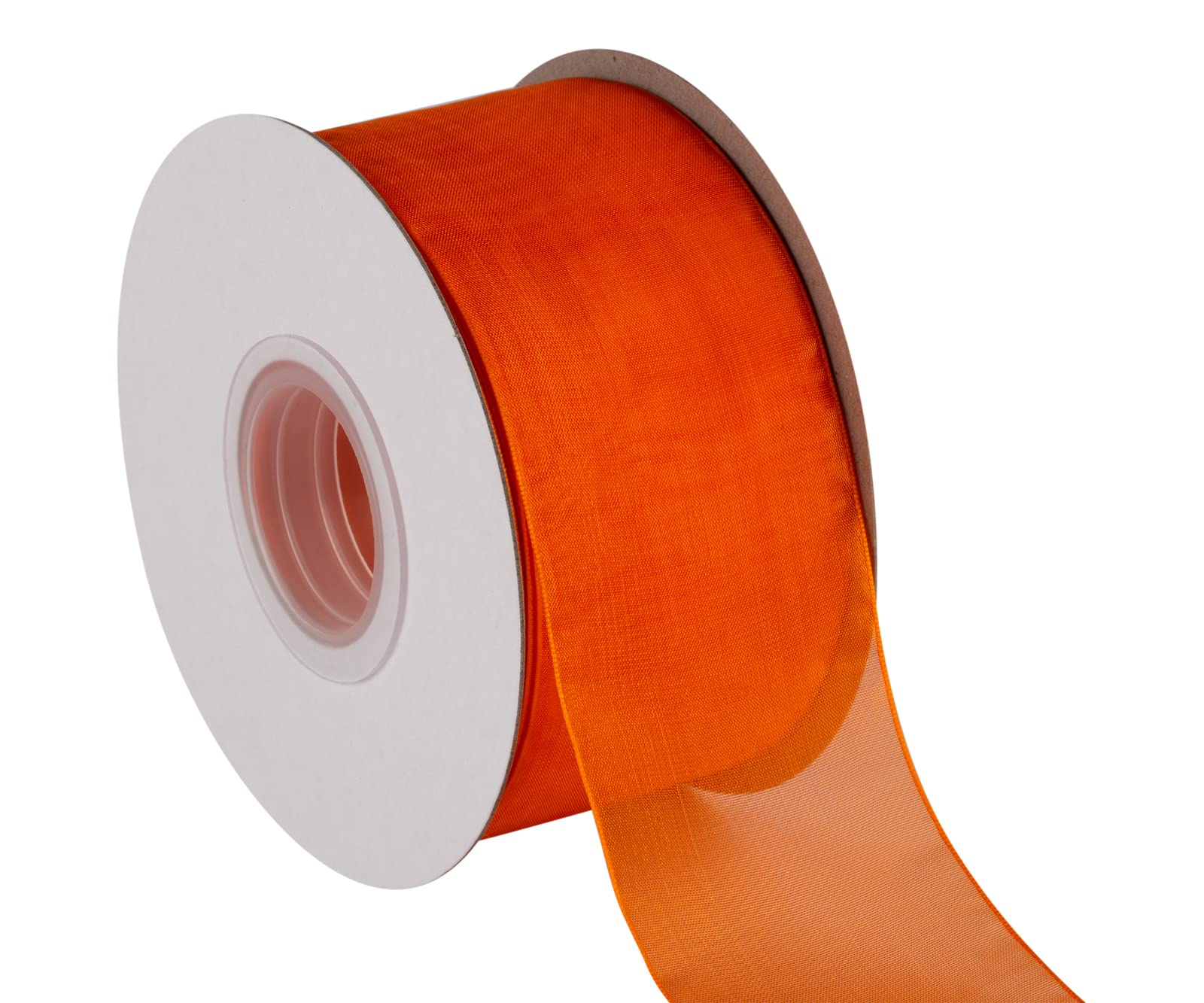 Ribbonitlux 50mm Sheer Organza Ribbon, Torrid Orange Shimmer Chiffon Ribbon 45M-Roll - Image 4
