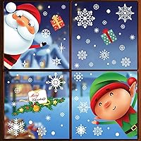 Vista 1 de 146 calcomanías navideñas de copo de nieve para ventanas, adhesivos de ventana de Navidad, calcomanías de Navidad de doble cara, Papá Noel, elfo