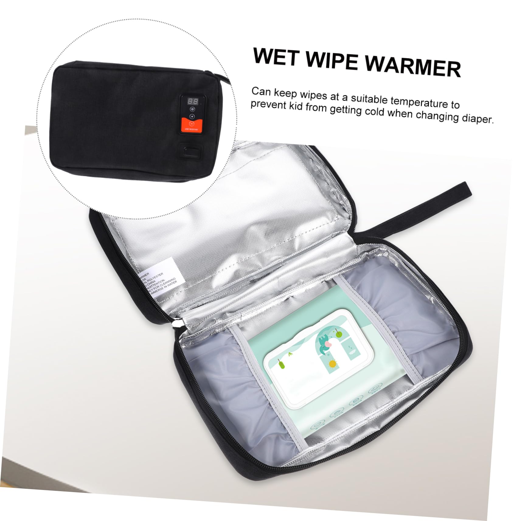 ibasenice Tragbarer USB Feuchttücher Erwärmer mit Einstellbarer Temperatur und Wärmeerhaltung aus Polyester für Geeignet für Indoor und Outdoor Nutzung