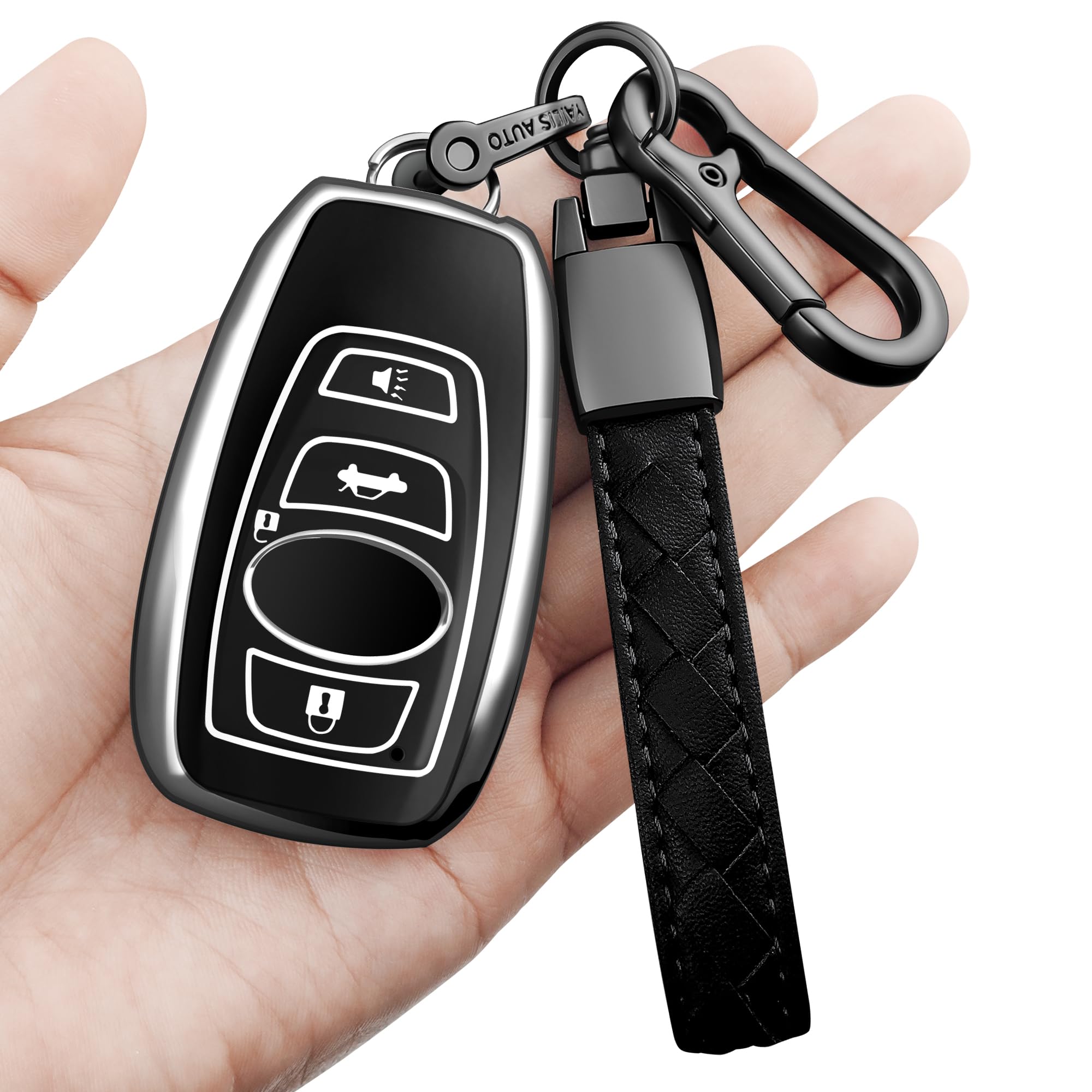 Sindeda for Subaru Key Fob Cover with Keychain Soft Full Protection Key Shell Compatible with BRZ Legacy Outback Ascent Crosstrek Forester WRX Smart Key (Silver)