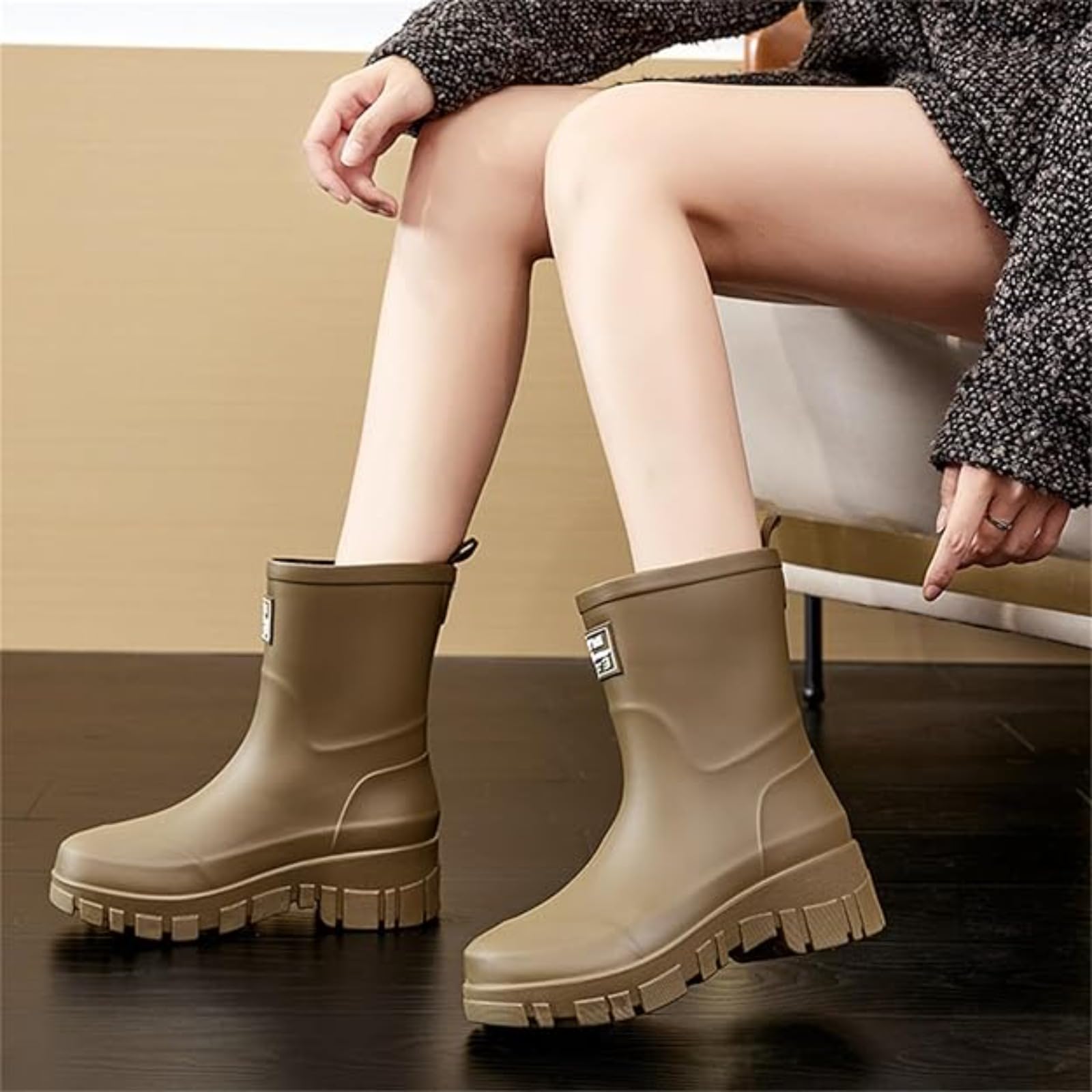 LOJAX Botas de Lluvia para Mujer | Botas Impermeables Antideslizantes | Diseño y función Elegantes |(Verde Militar,41 EU)