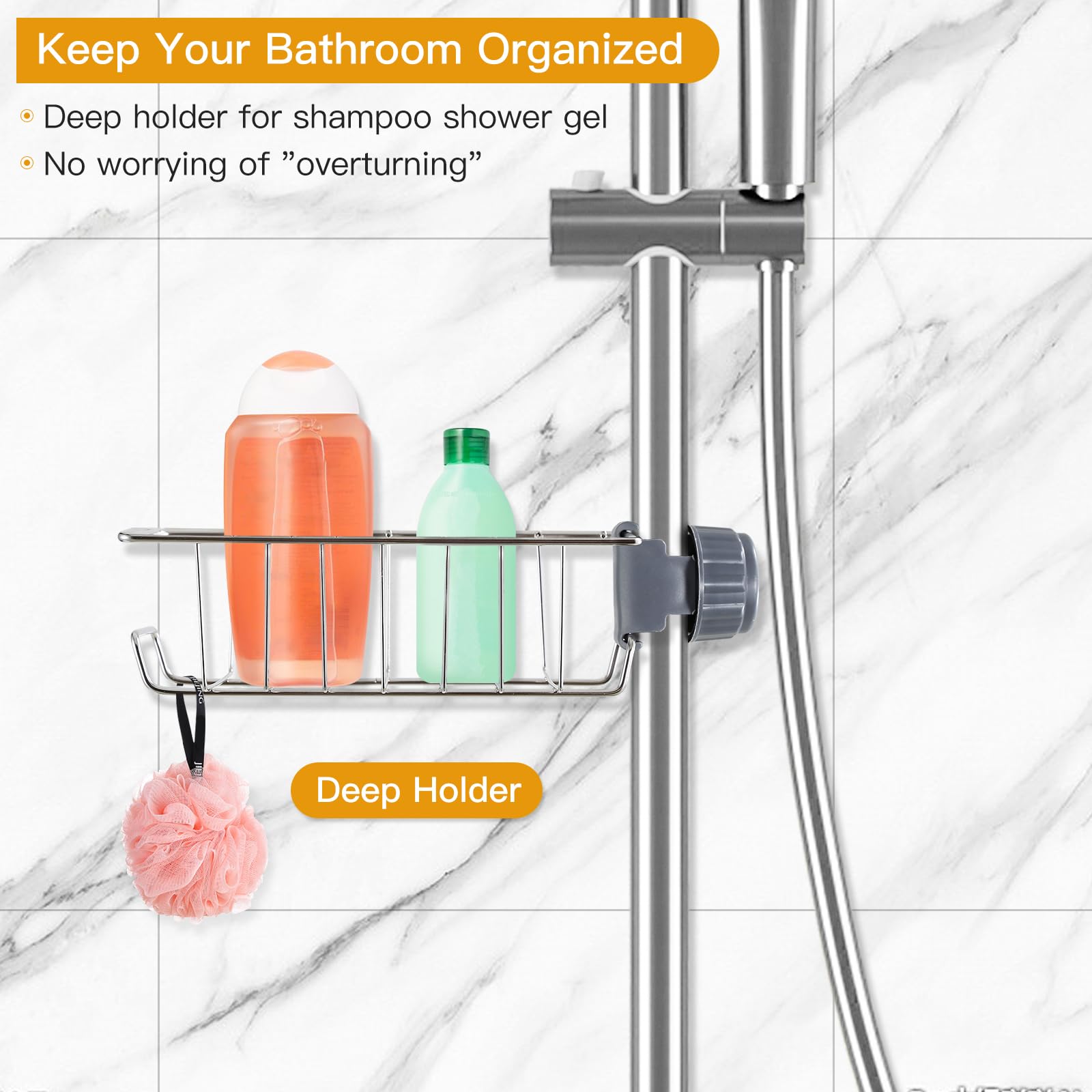 Lolypot Duschablage zonder boren, telescopisch 32-48cm, Duschablage om op te hangen, badkamer organizer, doucheplank zonder boren, opbergrek voor douchestang van 18 mm-25 mm (Wit Lolypot Duschablage zonder boren, telescopisch 32-48cm, Duschablage om op te hangen, badkamer organizer, doucheplank zonder boren, opbergrek voor douchestang van 18 mm-25 mm (Wit