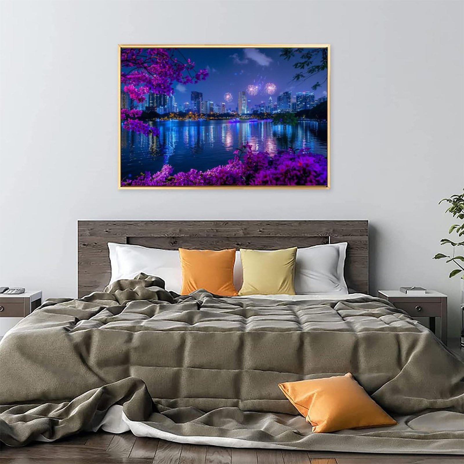 Amazon.co.jp: 絵画 華やかな都会の夜景 アートパネル ポスター 魅力的