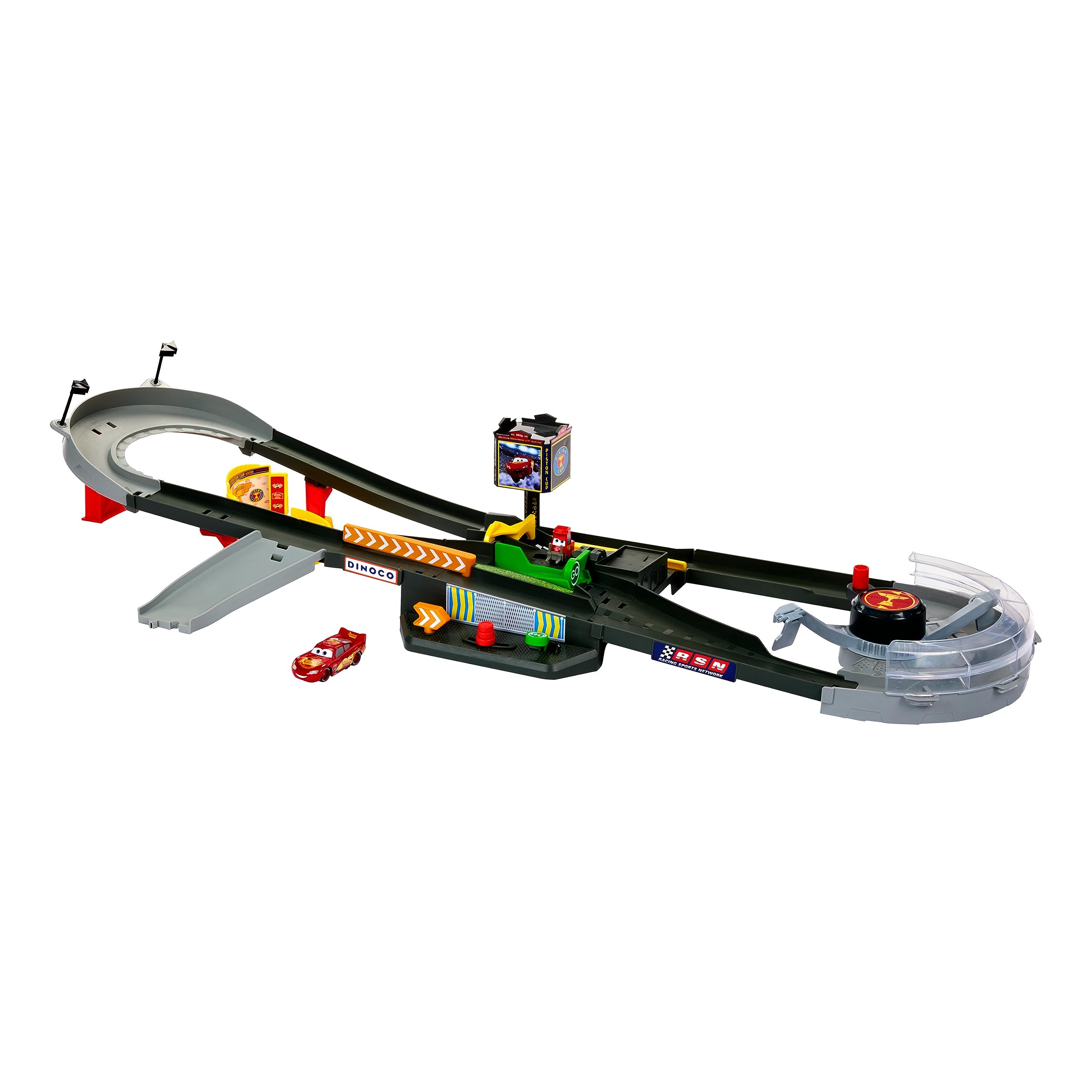 Mattel Disney Pixar Cars Coffret Circuit Course Piston Cup Interactif, Avec Voiture En Métal Flash Mcqueen, Échelle 1/55, Jouet Enfant, A Partir De 4 Ans, HPD81