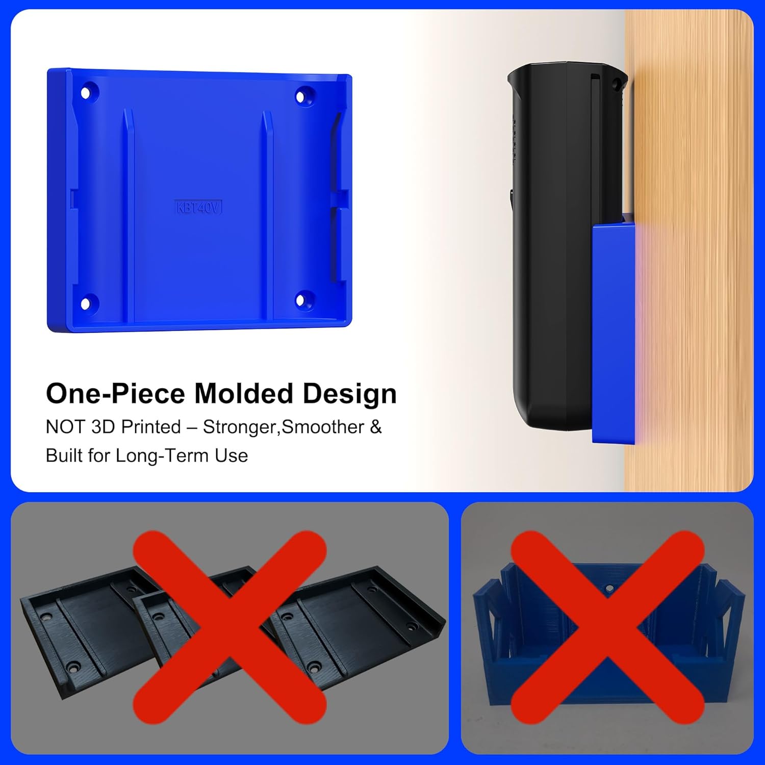4 Pack Battery Holder Wall Mount Compatible with Kobalt 40V Batteries - Secure Storage Organizer for Kobalt 40V Power Tool Batteries, Garage Wall Mount Storage, Space-Saving Storage Solution