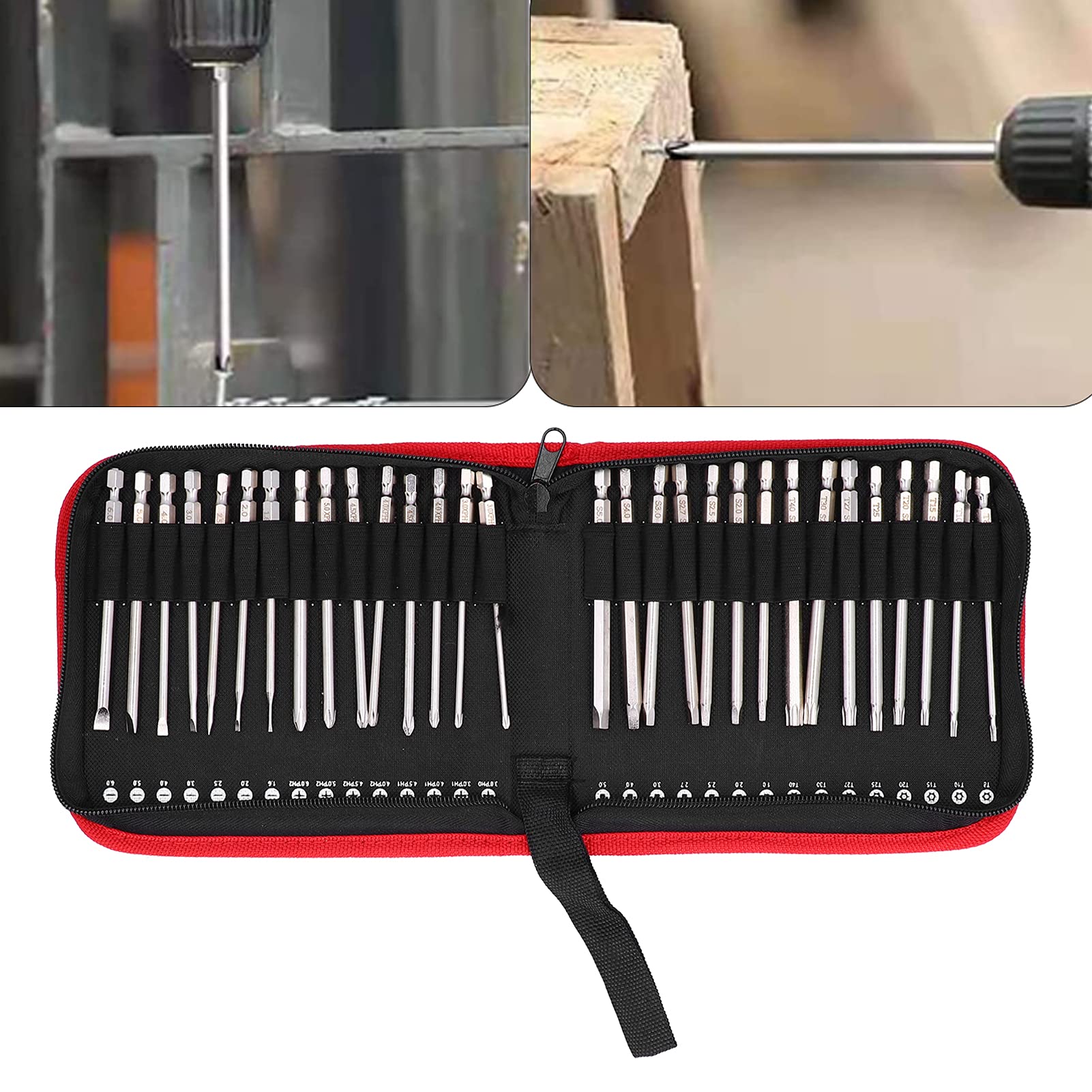 30 -częściowy magnetyczny śrubokręcznik Zestaw bitów z magazynem 100 mm S2 Stal bity HEX Phillips Torx Głowice szczeliny do elektrycznych śrubokrętów pneumatycznych i ćwiczeń (150 mm)