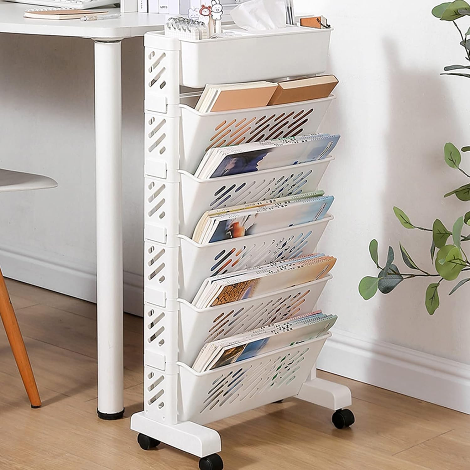 Book Rack Storage Bookshelf, Movable Bookshelf Large