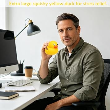 Jumbo Duck Squishy, Giant Duck Squishy Stress Ball for Sensory Regulation, Stress Relief Squishy Ducks for Desk Decoration and Bath Time Play, Dimensions 14*14.5*18 cm