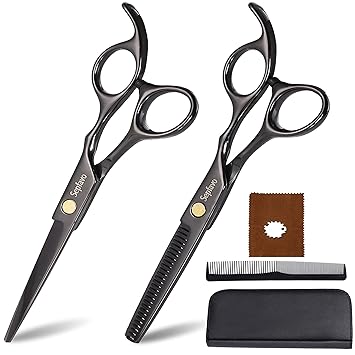 Sepfavo Hair Cutting Scissors Tool Set, Professional Barber Scissors Kit, Small 6.5 Inch Thinning Shears With Case for Men Women Kids