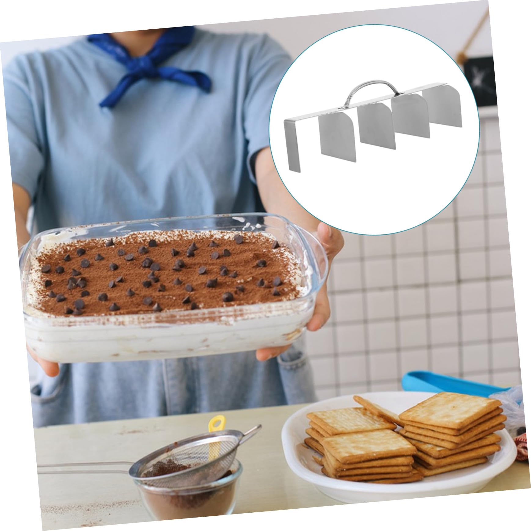 Outil de Découpe de Tiramisu Professionnel Coupe Précise pour 5 Parts Égales en Acier Inoxydable Argenté pour Desserts et Occasions Spéciales