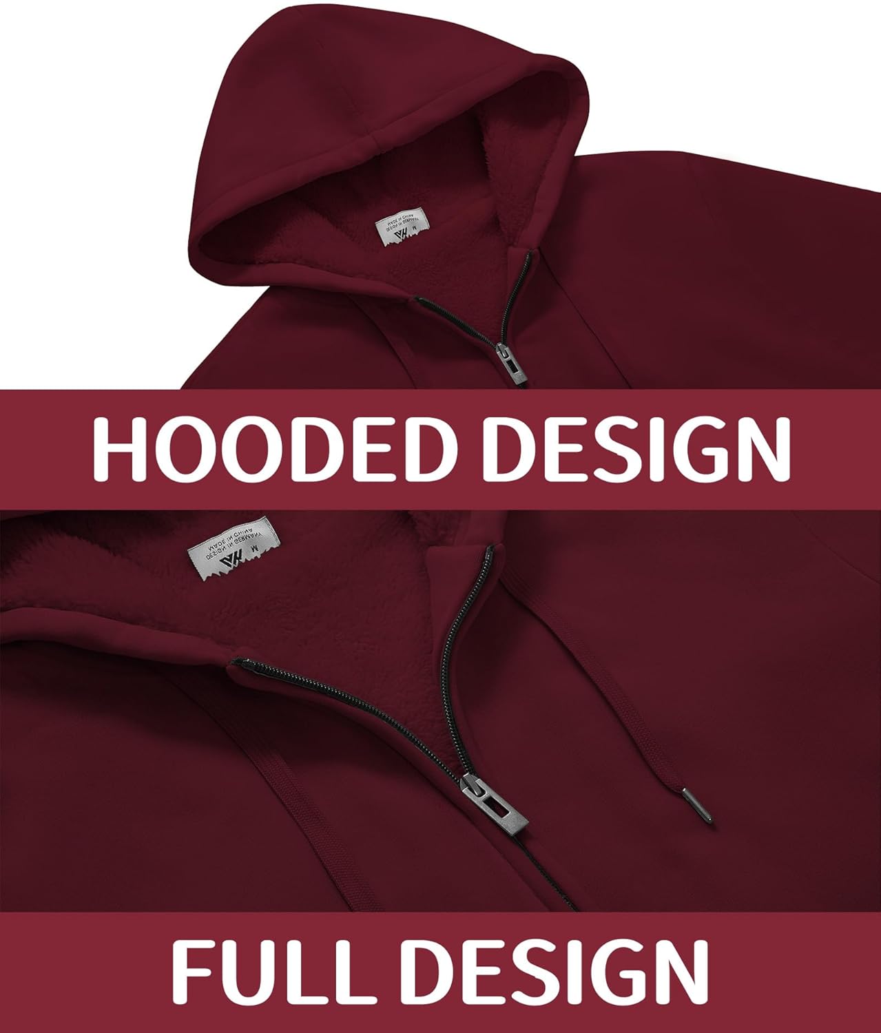 JACKETOWN Mens Fleece Hoodies Winter Zip Up Fleece Jacket Sherpa Fleece Lined Warm Thick Jacket Coat