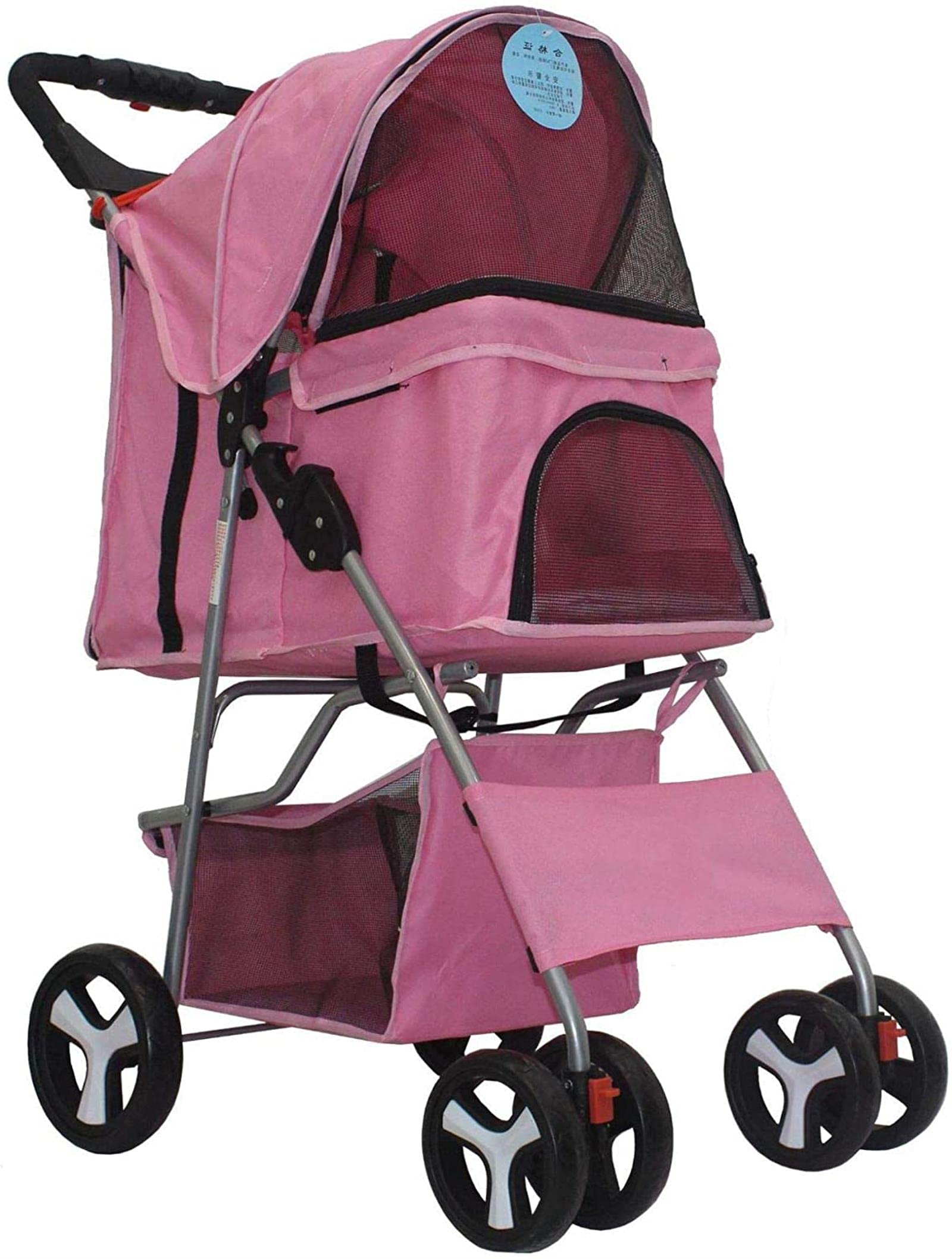FLEAGE Cochecito para Mascotas para Perros pequeños, Carrito Plegable y cómodo, Ideal para Viajes Largos (Rosa)