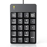 TechGarden Wired Number Pad, USB Numeric Keypad 19 Key Number Keypad Keyboard for Laptop PC Computer Notebook, Big Print Letters - Black