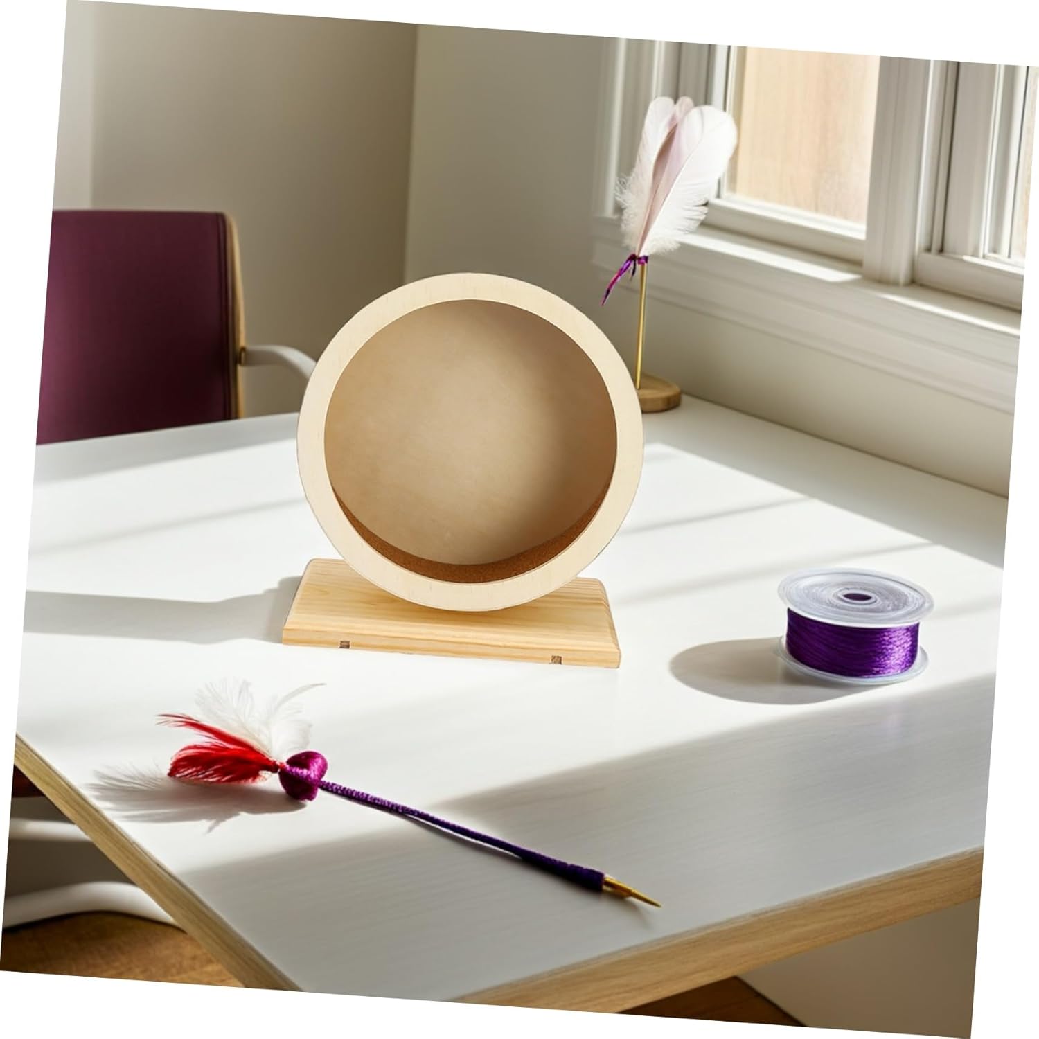 2pcs Quiet Wooden Hamster Exercise Wheel with Soft Cork Liner Paw-Friendly Small Animal Exerciser for Hamsters Chinchillas Guinea Pigs Stable Silent Running