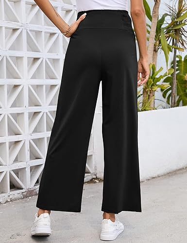 Miniatura 6 de Pantalones de maternidad para mujer, de cintura alta, con doble botonadura y pierna ancha, pantalones largos sueltos para embarazo, pantalones de