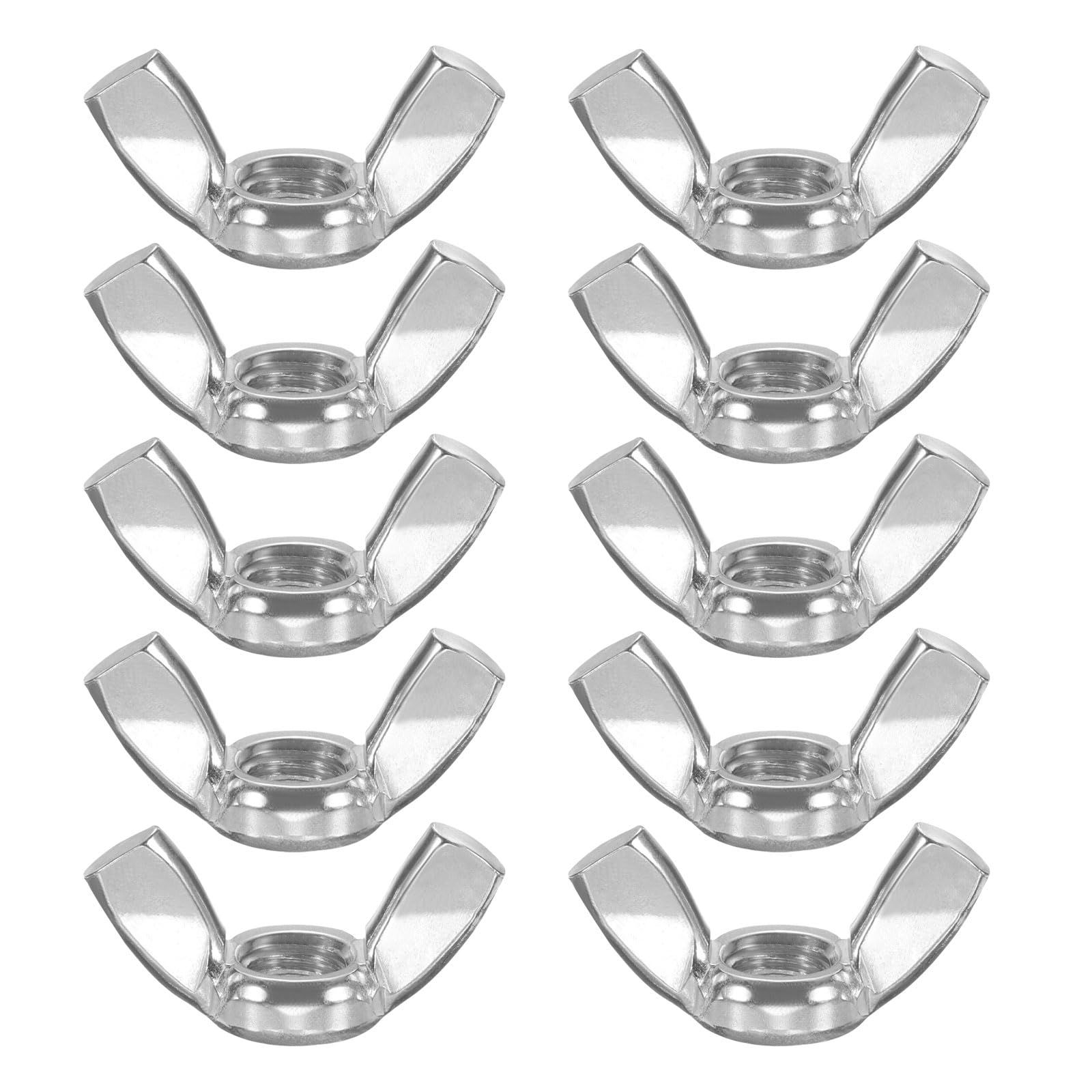 PATIKIL Wing Nuts, 10 Pcs M12 x 1.75 Stainless Steel Butterfly Wing-Nut Fasteners Parts Metric Thread for Repair Install House Furniture Boat, Silver