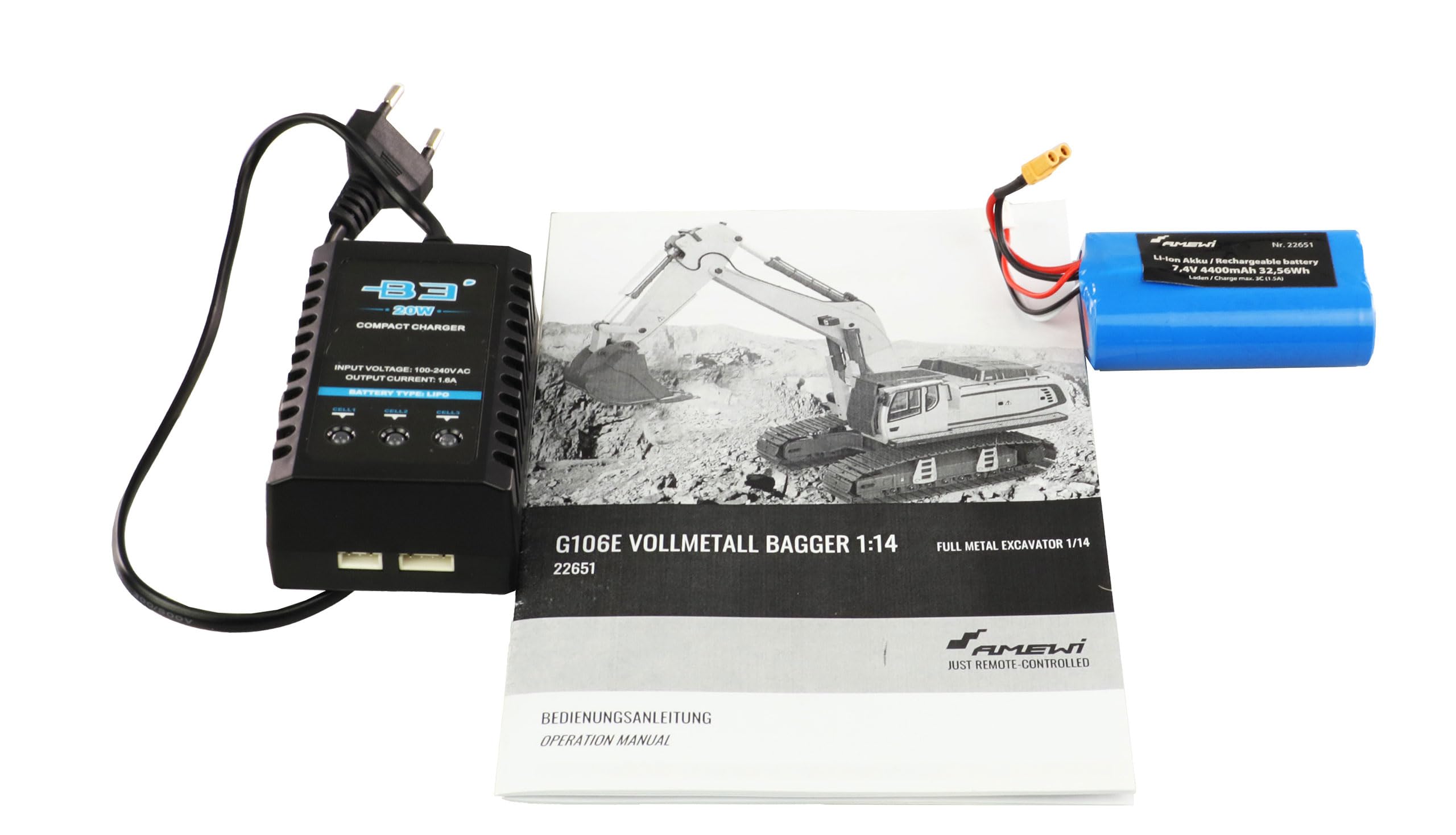 Amewi G106E Excavadora de Metal sólido 1:14 RTR