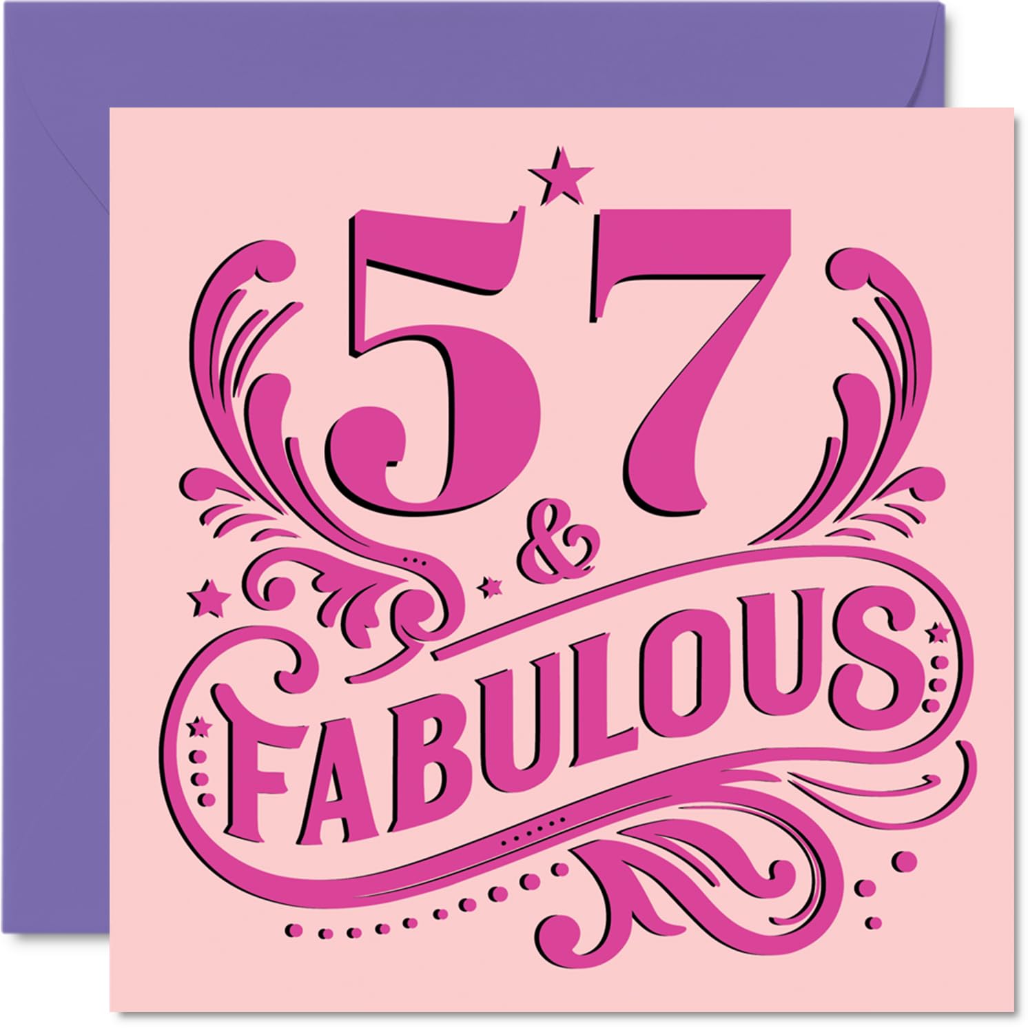 57th Birthday Cards for Women - Fabulous - Happy Birthday Card for 57 Year Old Woman Sister Daughter Colleague Auntie, 145mm Bday Greeting Cards